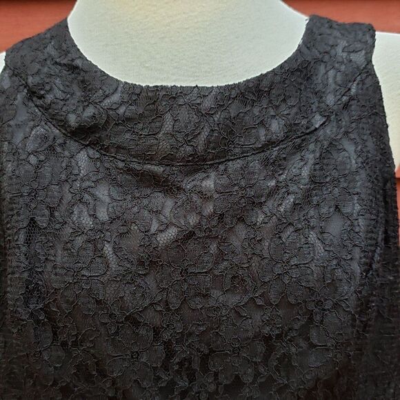 Black Lace Midi Dress Sz 16 Sleeveless Lined Cocktail Party Elegant Whimsigoth - Picture 5 of 8